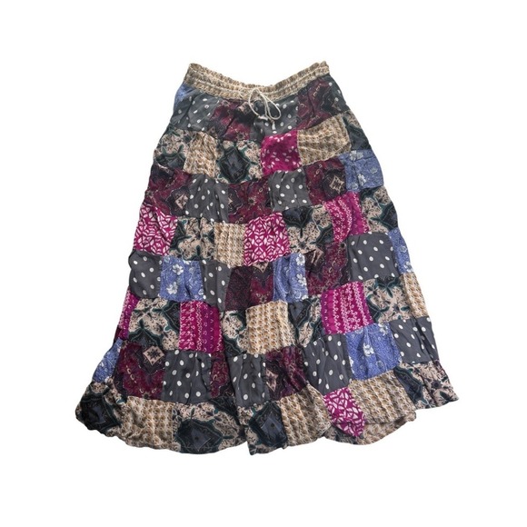 Just Cruising Dresses & Skirts - Y2K Boho Patchwork Tiered Maximalist‎ Floral Maxi Skirt OS Shabby Chic Prairie